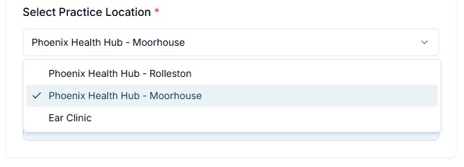 Select Practice Location Moorhouse
